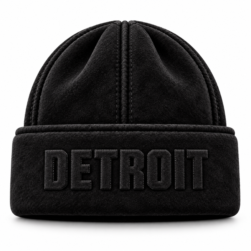 Detroit Black Suede Beanie | Limited Edition Luxury Headwear