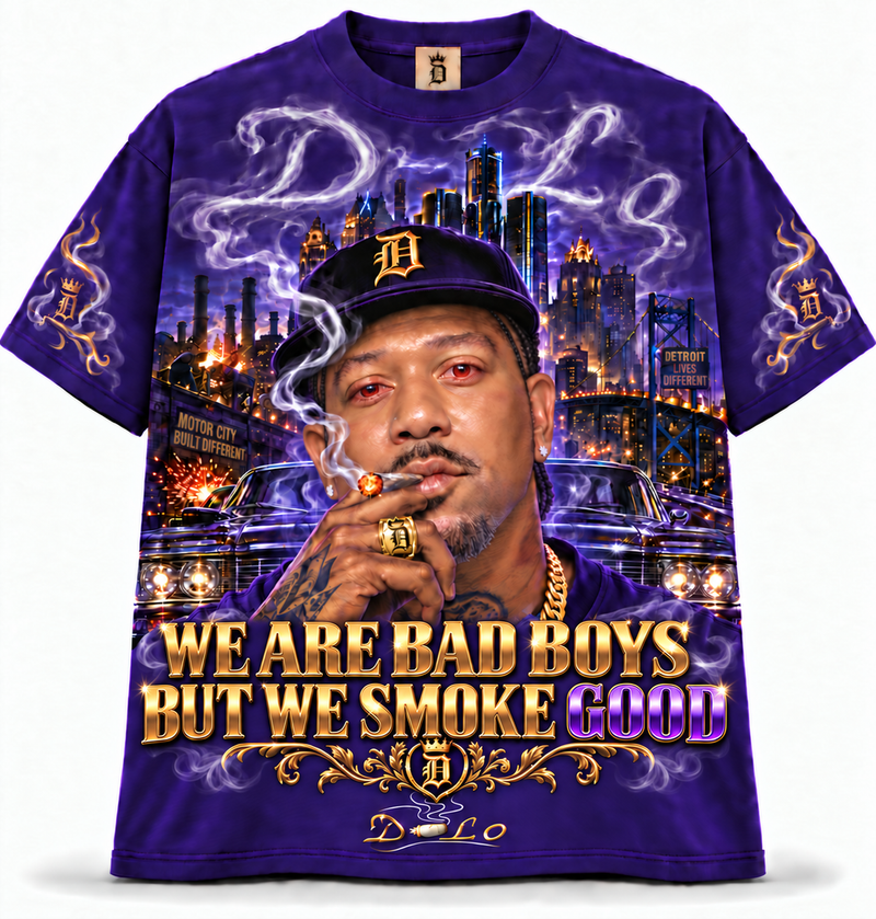 We Are Bad Boys But We Smoke Good Detroit Purple T-Shirt